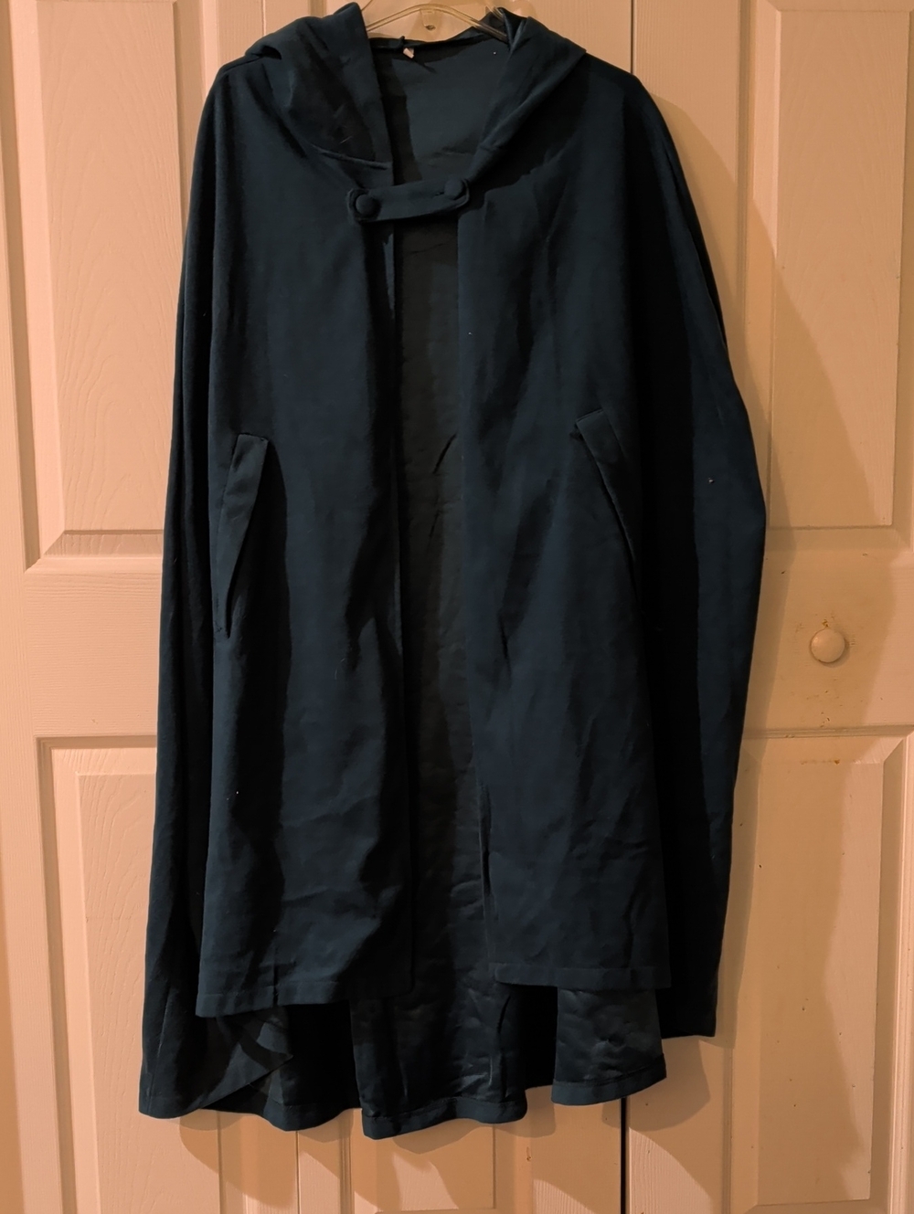 Dark Teal Hooded Cape Coat